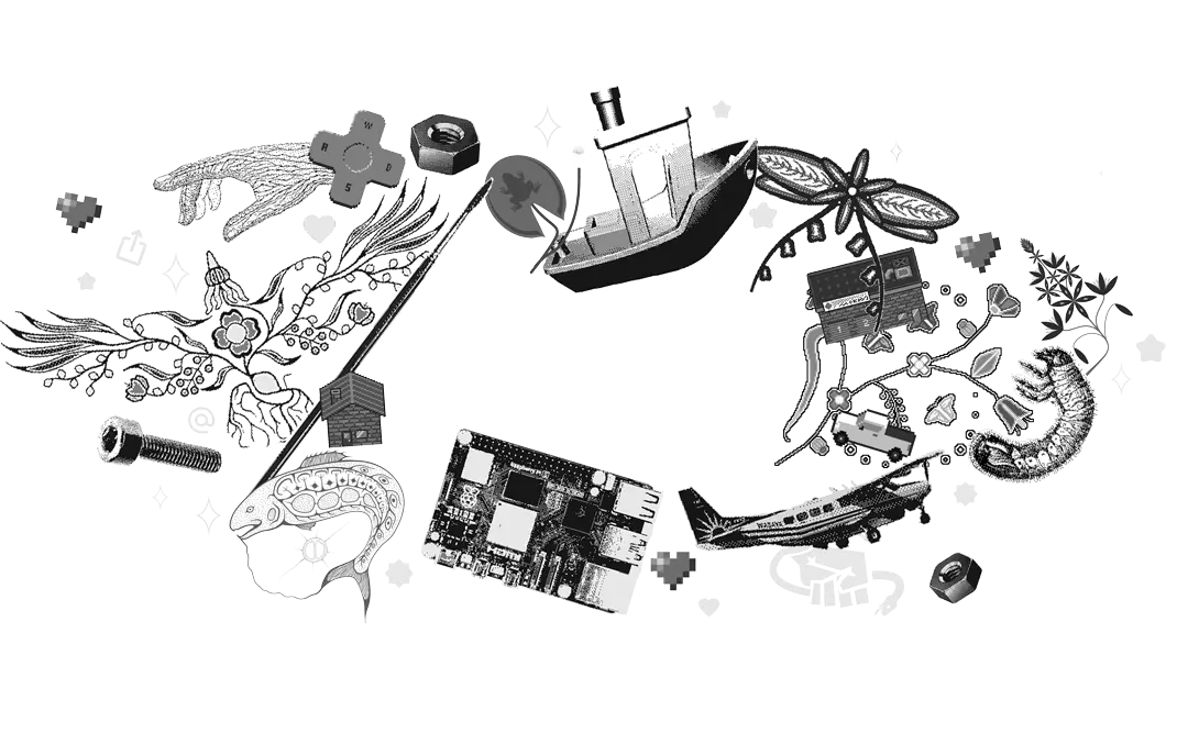 A collage of digital art from the Waniskaw platform.